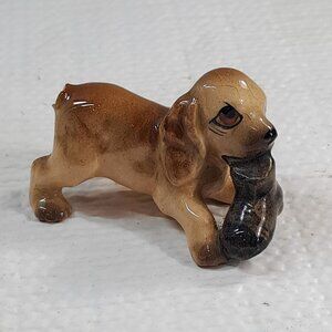 Vintage Hagen Renaker Cocker Spaniel Dog Shoe boot Figurine Miniature mini READ